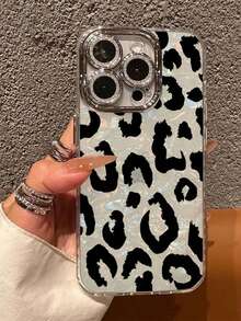 Black Leopard Print Phone Case Compatible With Apple 16 Pro Max / 14 - Black and White - View 3