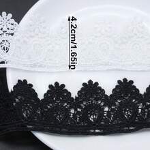15码长，4.2厘米宽，黑白蕾丝缎带，带刺绣花边，适用于工艺品、服装、礼品包装、婚礼、家居装饰、缝纫和编织。 - 多色 - 查看 4