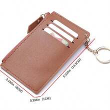 便携式拉链卡包，带钥匙扣 - 棕色 - 查看 5
