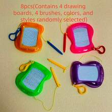 2/6/8/10件装迷你磁性画板，背包/钥匙扣记事本，可擦写涂鸦素描本，生日、派对、情人节礼物佳选（10件装包含5块画板和5支笔）（8件装包含4块画板和4支笔）（6件装包含3块画板和3支笔）[颜色和款式随机][部分配件颜色随机] - 彩色 - 查看 9