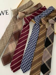 1 Piece High-End Fashion Unisex Pointed Scarf, Long Retro Casual Plaid British Niche Necktie, Multifunctional Belt, Gift - Multicolor - View 12