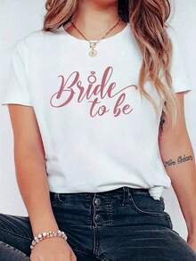 Camiseta Unisex 100% Algodón para Futura Novia, Despedida de Soltera, Boda, Fiesta de Despedida de Soltera, Camiseta con Estampado 100% Algodón y Cuello Redondo - Blanco - Ver 1