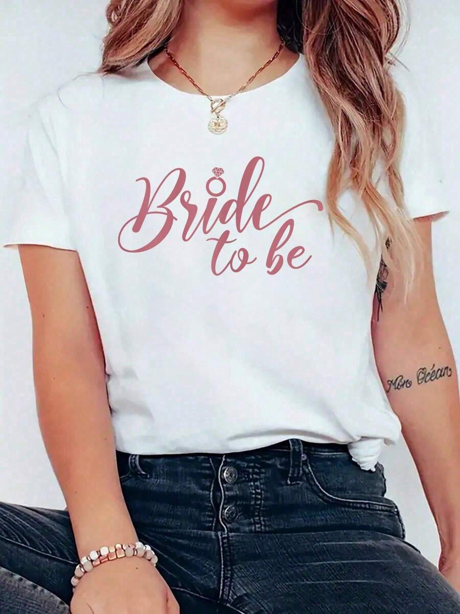 Camiseta Unisex 100% Algodón para Futura Novia, Despedida de Soltera, Boda, Fiesta de Despedida de Soltera, Camiseta con Estampado 100% Algodón y Cuello Redondo - Blanco - Ver 1