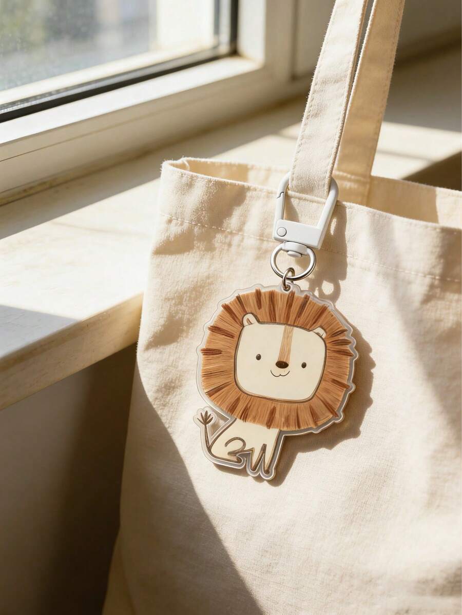 阳光小狮子，斑马纹亚克力钥匙扣，可爱小狮子钥匙扣 | 治愈系列包包挂件，小众不撞色设计，高端汽车钥匙扣，百搭精致，适合背包挂件、钥匙扣，精致小礼物 - 多色 - 查看 1