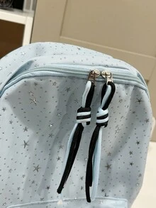 时尚女款闪亮星星多功能韩版简约学生背包，可爱大容量 - 彩色 - 查看 6