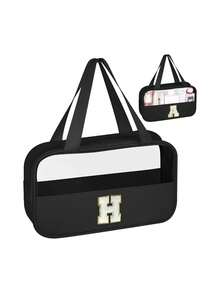 1个多功能PVC洗漱包，透明PVC化妆包，大容量化妆包，DIY字母设计化妆包，防水旅行收纳包，简约字母贴布旅行化妆包，适用于化妆品、香水，适合海滩、学校、浴室、节日、母亲节、圣诞节等场合，是送给妈妈、家人、朋友的绝佳礼物。化妆包、化妆品收纳包、化妆品收纳袋、化妆包、洗漱包、旅行洗漱包、度假必备品、女性旅行礼物 - 彩色 - 查看 70