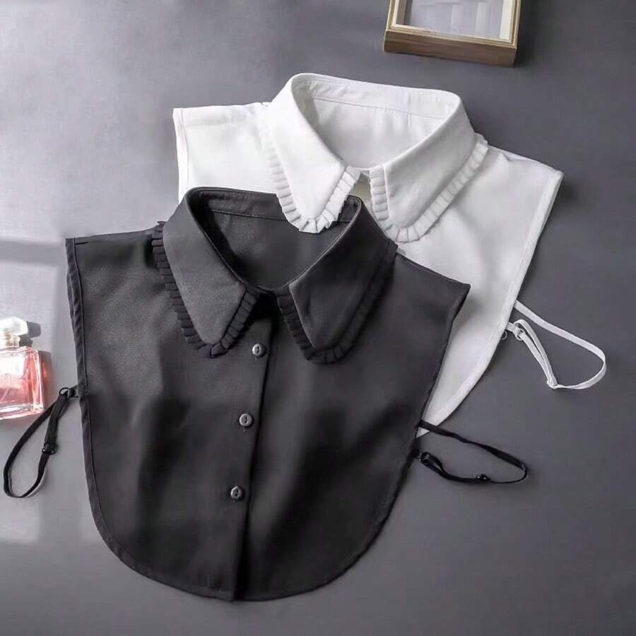 1件秋冬时尚可拆卸荷叶边雪纺衬衫领，多功能专业配饰 - 彩色 - 查看 1