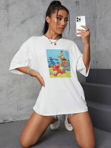 Graphic Tees Women Fifth Sun Sesame Men's Everything I Know I Learned On The Streets Short Sleeve Crew Tee Men's Summer Casual 180g Pure Cotton T-Shirt Patterned Printed Short Sleeved Top T-Shirt - 白色6 - 查看 3