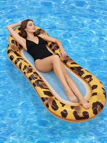 1件充气躺椅，豹纹和奶牛纹元素，带枕头，适用于水上、游泳池、沙滩、主题派对，充气水上漂浮物，泳池漂浮座椅，充气泵需另行购买。 - 豹紋躺椅 - 查看 8