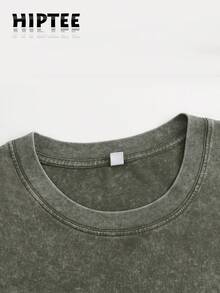 With Ring On Hand - 100% Cotton Women's T-Shirt Lauren Hill Letter Print Y2k Vintage Tee Casual Summer Plus Size Top - Niche Graffiti Prints Shirts - Washed - Army Green - 查看 4