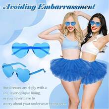 1件装5层心形薄纱芭蕾舞裙，女士和女孩派对舞蹈芭蕾舞裙 - 寶藍+愛心眼鏡 - 查看 3