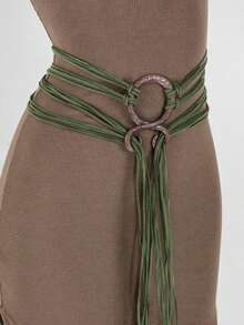 1pc Long Rope Knotted Waist Belt, Women's Nordic Witch Waist Chain, Troll Diagonal Waist Belt, Accessory, Suitable Bohemian Style Dresses - A - 查看 12