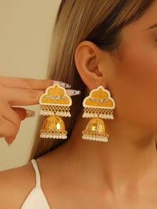 FANYINAN Bông tai ngọc trai tua rua, hàng mới về, bông tai thời trang thanh thoát, kiểu dáng cổ điển sang trọng, bông tai dáng dài (dành cho nữ) - ZNW330 - Xem 3