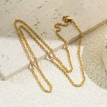 1件2毫米不锈钢O型环项链，男女皆宜的情侣时尚单品，DIY项链配件，经典简约圣诞礼物 - 金色 - 查看 2