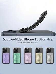 40-Hole Dual-Sided Square Silicone Phone Suction Cup (1/3/5 Pcs), Phone Case Stand, Phone Accessories, Adhesive Phone Holder, Phone Stand, Sticky Phone Mount. The Sturdy Silicone Suction Cup Firmly Secures Your Phone To Prevent It From Falling. Suitable For Video Recording, Selfies, And Various Other Scenarios. - A - View 8