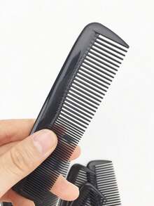 12 piezas Peine portátil de doble peine para cortar el cabello, peine de dientes gruesos y delgados para peluquería, salón de belleza, artículos esenciales de viaje, productos para el cabello, decoración del hogar, kit de herramientas para el peinado, verano, vacaciones - Negro - Ver 4