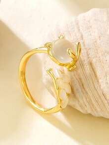 可爱小狐狸造型奢华开口戒指，时尚可调节戒指，适合青少年 - 彩色 - 查看 6