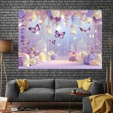 1 tấm phông nền hình bướm màu tím nhiều màu sắc - Chất liệu polyester có thể tái sử dụng, thích hợp để trang trí tường cho sinh nhật, kỷ niệm và các sự kiện lễ kỷ niệm khác - Hoàn hảo cho các bữa tiệc trong nhà/ngoài trời, trang trí sinh nhật, trang trí phòng, trang trí đám cưới, v.v. - Nhiều màu - Xem 8