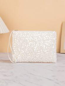 Ví cầm tay lấp lánh dành cho nữ - Màu be - Xem 2