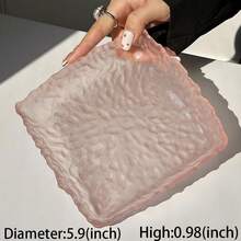 1pc Irregular Glass Glacier Tray, High-End Ice Dew Plate, Exquisite Dessert Fruit Cake Tray For Living Room And Kitchen - Pink - View 10