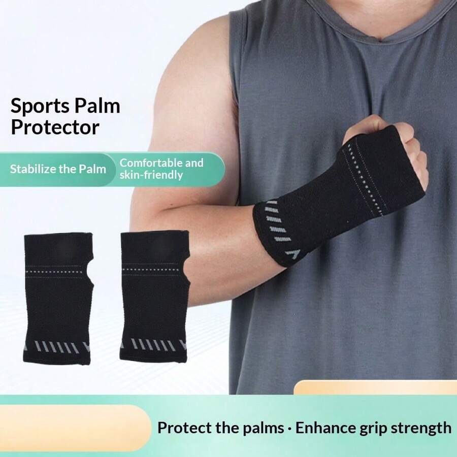 1 pieza Muñequera deportiva elástica de compresión, adecuada para baloncesto, ciclismo, correr y fitness, transpirable, que absorbe la humedad, prevención de esguinces, soporte deportivo para la muñeca - Negro - Ver 1