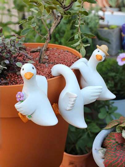 1 tượng vịt bằng nhựa, đồ trang trí chậu cây hình vịt dễ thương, thích hợp để trang trí viền chậu hoa, làm đẹp thêm cho khu vườn và nhà cửa.