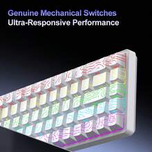 APAYADO USB有线机械游戏键盘A68，RGB背光迷你键盘，68键，全热插拔红/青轴，60%紧凑型人体工学设计，适用于电竞、办公、打字 - 查看 11