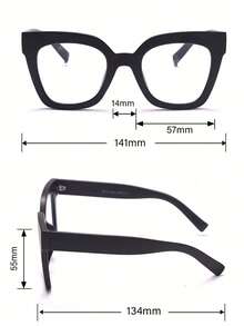 1PC Women's Cat Eye Large Frame Everyday Versatile Non-Prescription Glasses - Clear - View 8