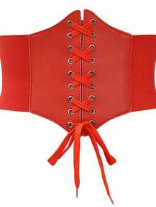 1pc Women's Red Fashionable Versatile Elastic Waist Belt, Suitable For Daily Commute, Dinner, Party And Other Occasions - Red - View 8