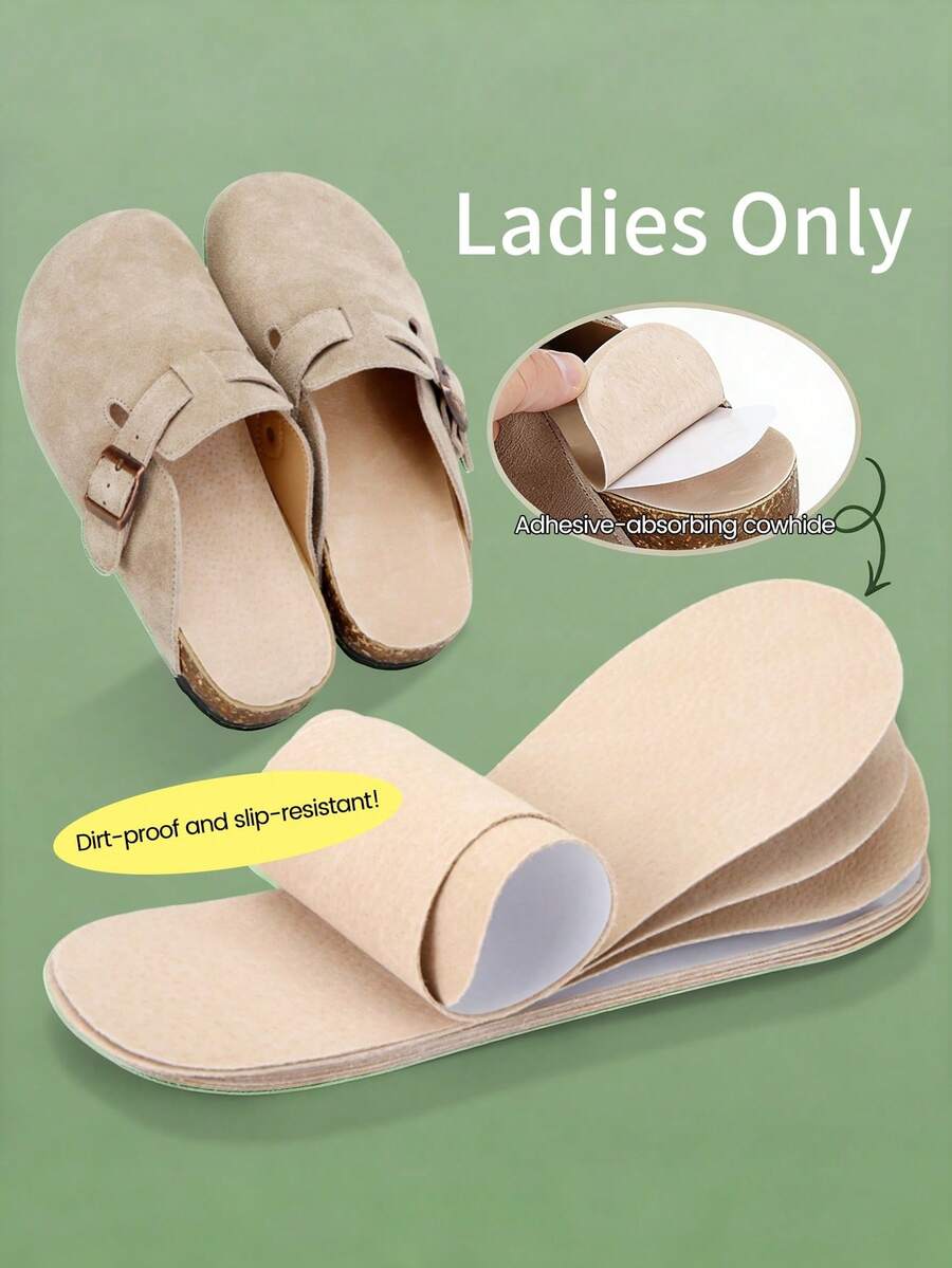 1 Pair Women's Self-Adhesive Non-Slip Barefoot Shoe Insoles, Thin Breathable Cooling Insoles Suitable For High Heels And Sandals - Apricot - View 1