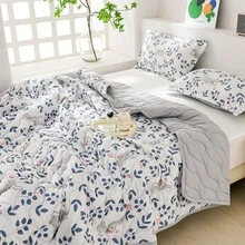 1pc Skin-Friendly Minimalist Plaid + Floral Quilted Wide-Edge Summer Quilt, Soft & Fine, Moisture-Wicking & Breathable, Minimalist & Elegant, Fashion Air Conditioning Quilt, Lightweight & Breathable Summer Quilt - Nilu - View 5