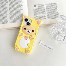 Ốp lưng silicon hình gấu Rilakkuma dễ thương, mềm mại cho iPhone 15 14 13 12 Mini 11 Pro SE X XS Max XR 6 6S 7 8 Plus 3.14 inch, quà tặng lễ Phục Sinh. - Hồng - Xem 3