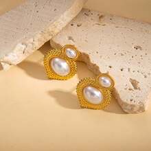 1 Pair Stainless Steel Asymmetrical Shaped Earrings, Unique Non-Fading Elegant Earrings For Women - Multicolor - View 3