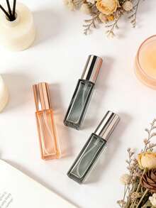 10ml Chai xịt nước hoa thủy tinh vuông nắp kim loại & túi đựng đồ vệ sinh cá nhân trong suốt chống rò rỉ có thể nạp lại di động vật dụng du lịch thiết yếu cho nữ nam - Nhiều màu - Xem 3