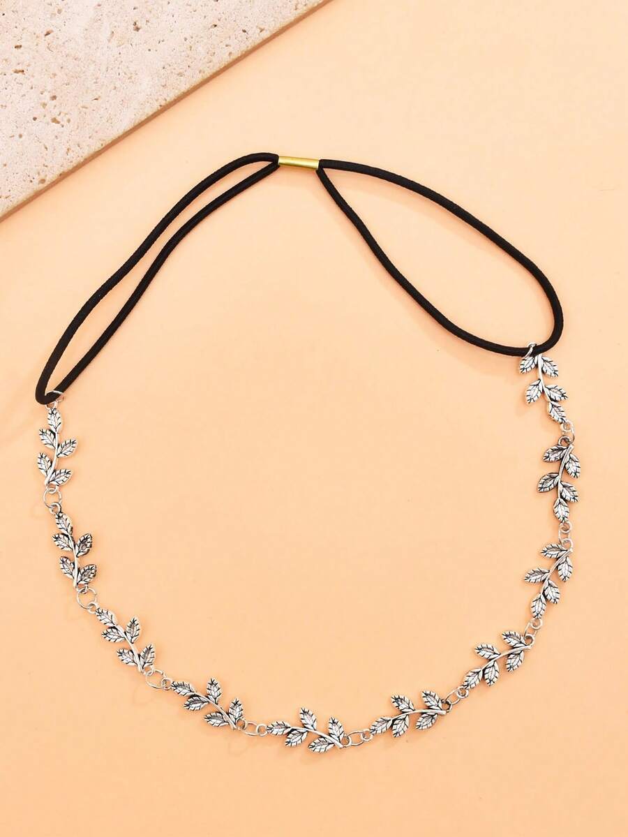 Bohemian Style Silver Leaf Hair Chain Headband, Multi-Layer Bridal Headpiece, Jewelry Festival Halloween Wedding Hair Accessories For Women,Summer,Holiday,Travel - Multicolor a - View 1