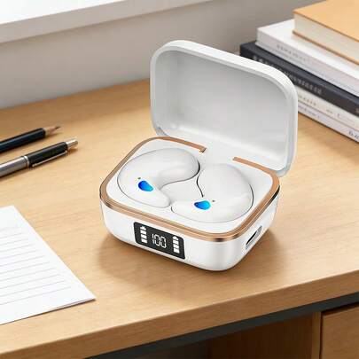 Air TWS 半入耳式蓝牙耳机，具备环绕立体声、高清降噪和通话麦克风功能。便携式耳机，兼容小米17、苹果17、三星26等智能手机。是旅行、露营、户外活动、健身、瑜伽、钓鱼、网课、会议、送礼等的理想之选。配备150mAh充电盒。