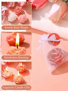 24pcs Rose Scented Candle Gift Set, Includes Organza Bag And Thank You Card, Romantic Rose Shaped Scented Candles, Suitable For Wedding, Party, Proposal, Home Decor - 24pcs - View 1