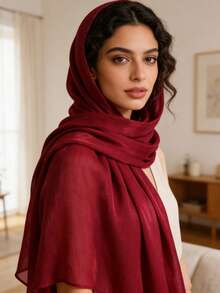 New Autumn/Winter Organza Soft Shimmery Muslim Hijab Scarf Shawl For Women - Multicolor - View 10