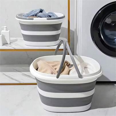 四合一折叠水桶，便携式塑料水桶，折叠后节省空间，适用于户外、车内、钓鱼、洗衣、泡脚等多种场合，多功能可折叠水桶，家居收纳箱