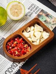 1 Set Wooden Divided Serving Tray, Includes 2/3/4 Compartments, Suitable For Appetizers, Desserts, Cookies, Fruits, Vegetables And Other Foods. Exquisite Wooden Serving Platter, Essential For Daily Home Life, Applicable For Dining Table Decor, Housewarming, Christmas Party, Kitchen Supplies, Gathering Meals, Family Dining, Afternoon Tea And Picnics, An Excellent Choice For Housewarming Gifts. - Multicolor - View 6