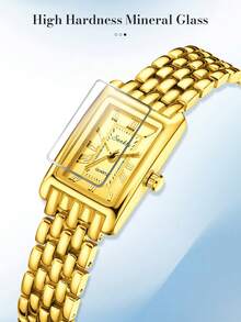 SUNKTA LIGE 时尚女士休闲手表 防水指针石英表 优雅商务手表 - 金色 - 查看 4