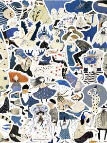 50pcs Whimsical Hand-Drawn Collages Creative Cartoon Stickers DIY Guitar Luggage Refrigerator Water Cup Planner Supplies Decorative Laptop Personalization Stickers - Multicolor - View 8