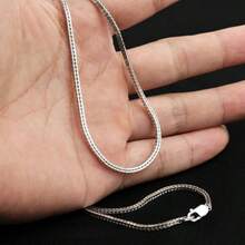 1pc S925 Sterling Silver Thick Men's Silver Necklace, Hip-Hop Rugged Fashion Brand High-End Chain Personalized Men's Silver Necklace L - Fox Tail Necklace - 2.0mm Thick - View 14