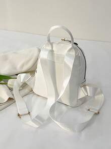 New Fashionable Casual Classic Small Women Backpack, Leather Oxford Dual-Use Handbag - White - View 6