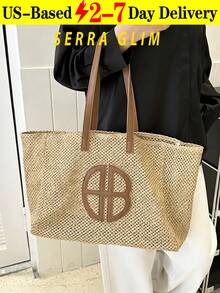 Women's Aesthetic Woven Beach Tote Bag Large-Size Women's Handbag Summer Multifunctional Shoulder Bag Spacious Summer Beach Woven Bag Beach Bag Bucket Bag Shopping Tote Vacation Storage Bag Fashionable Color-Block Design Perfect For Beach Travel Vacation Leisure Birthday Gift Valentine's Day Gift Mother's Day Gift - Nhiều màu - Xem 12