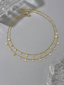2 chiếc vòng cổ mặt dây chuyền hình bướm giọt nước bằng thép không gỉ kèm dây chuyền mạ vàng, vòng cổ quai xanh thời trang gợi cảm phù hợp cho phụ nữ đeo hàng ngày, đi nghỉ mát, dự tiệc, hẹn hò hoặc làm quà tặng. - Vàng - Xem 4