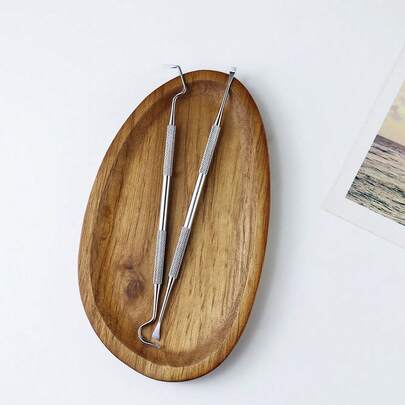 Stainless Steel Dual-Head Cleaning Tool Set, Oral Care Teeth Cleaning Tool For Pets And Humans, Includes Storage Bag