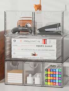 亚克力透明大容量桌面抽屉式收纳盒，适合存放化妆品和面膜。可用于堆叠存放口红，也可作为办公文具收纳盒。适用于客厅、餐厅、厨房、卧室、办公室等场所，也适合家庭聚会、婚礼和节日庆典等场合。 - 無色 - 查看 4