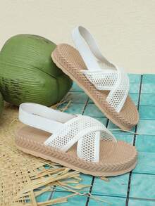 1 đôi dép xăng đan lưới màu trắng, thoáng khí, chống trượt, bền bỉ, mũi tròn, dép lê co giãn cho trẻ em/trẻ nhỏ, phù hợp cho bé trai và bé gái từ 3-15 tuổi, dùng hàng ngày, đi du lịch, nghỉ mát, ở nhà, dự tiệc, mẫu mới Xuân/Hè 2026. - trắng - Xem 2