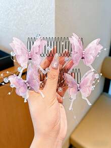 Set de 2 piezas Peine y Pinza de Pelo con Diseño de Mariposa Lindo, Accesorios de Peinado Invisibles, Adecuados para Uso Diario y Fiestas para Niñas - Multicolor - Ver 9
